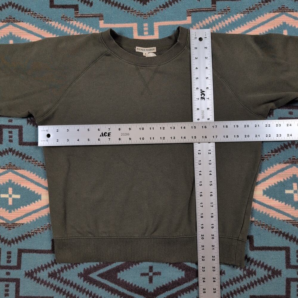 Richer Poorer Sweatshirt Small Olive Green Crewneck Raglan Fleece Pullover - Picture 3 of 10